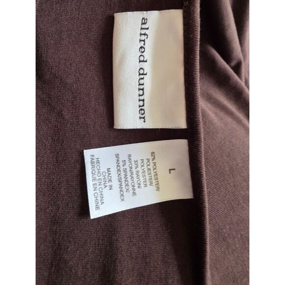Alfred Dunner Womens Brown Short Sleeve Top Multi-Color Neckline Trim Size L - Picture 6 of 8